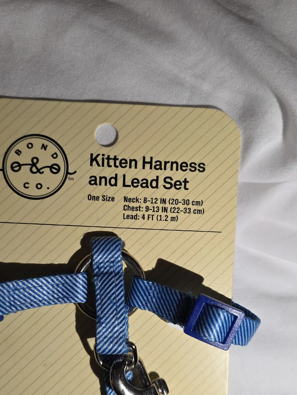 Bond & Co Blue Kitten Harness and Lead Set with Clip Neck 8-12 Inches
